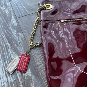 Classy Burgundy Patent Leather Coach Bag